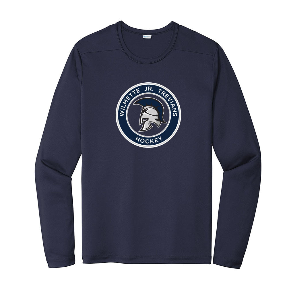 Logo ~ Performance Long Sleeve Tee ~ Wilmette Jr. Trevians Hockey