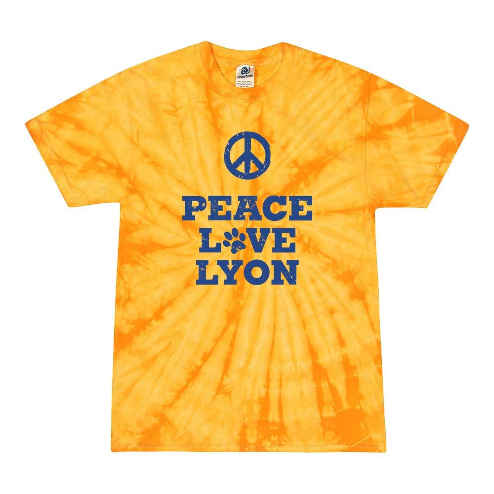 PEACE LOVE TIE DYE TEE ~ LYON ELEMENTARY SCHOOL ~ youth & adult ~ classic unisex fit