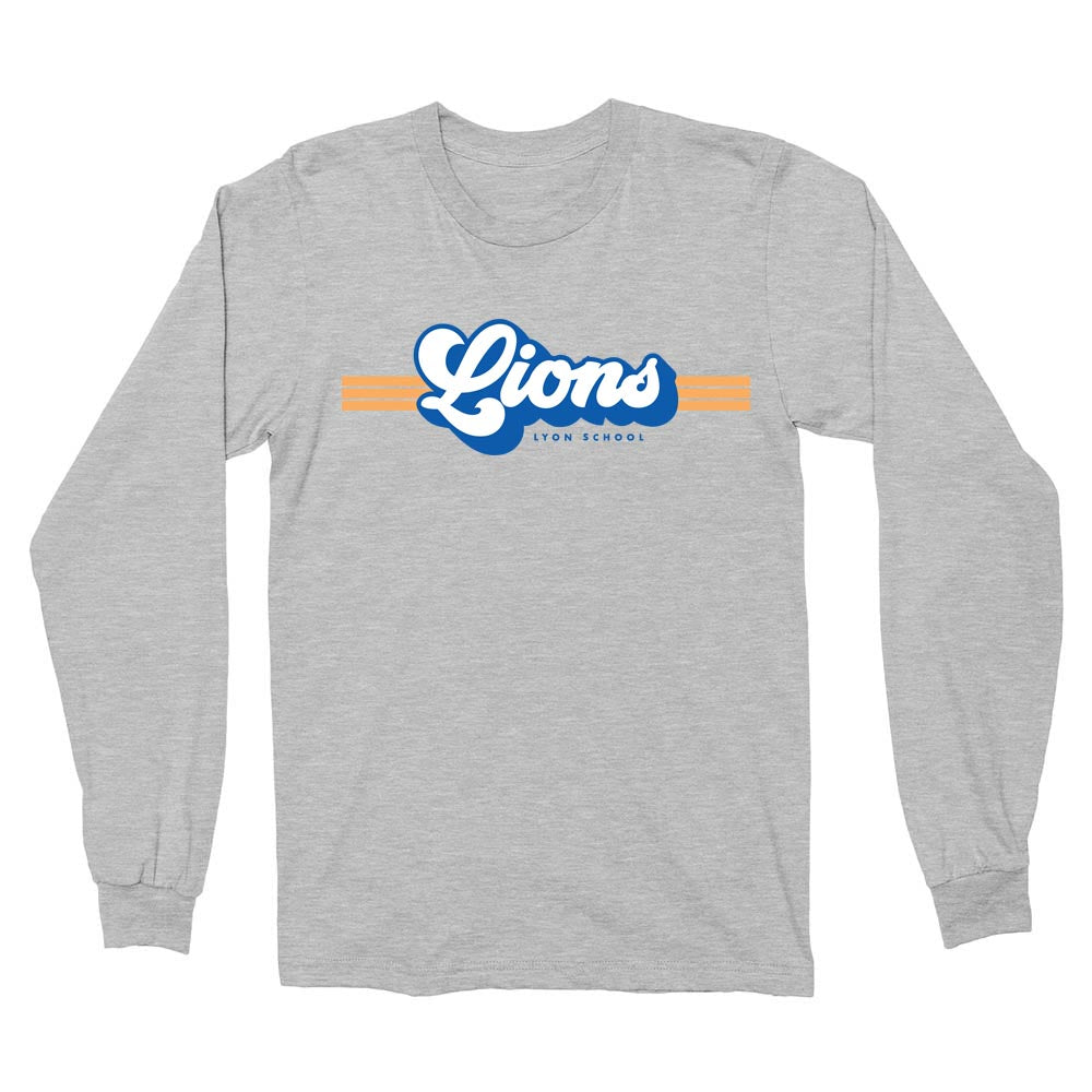 Retro Lions Stripes ~ Long Sleeve T-Shirt ~ Lyon Elementary School