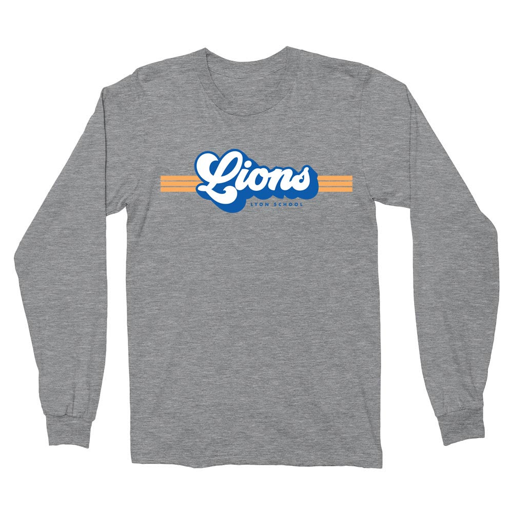 Retro Lions Stripes ~ Long Sleeve T-Shirt ~ Lyon Elementary School