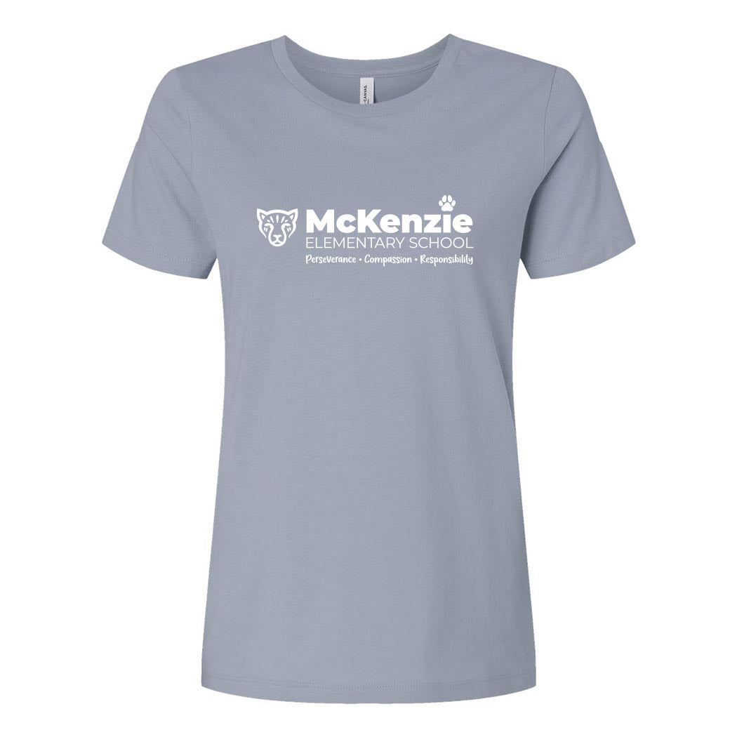 Bold McKenzie Spirit ~ Women's Relaxed Jersey T-Shirt ~ McKenzie Elementary School-vintage denim