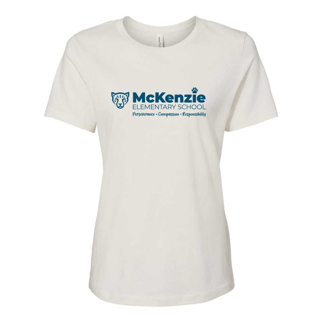 Bold McKenzie Spirit ~ Women's Relaxed Jersey T-Shirt ~ McKenzie Elementary School-vintage white