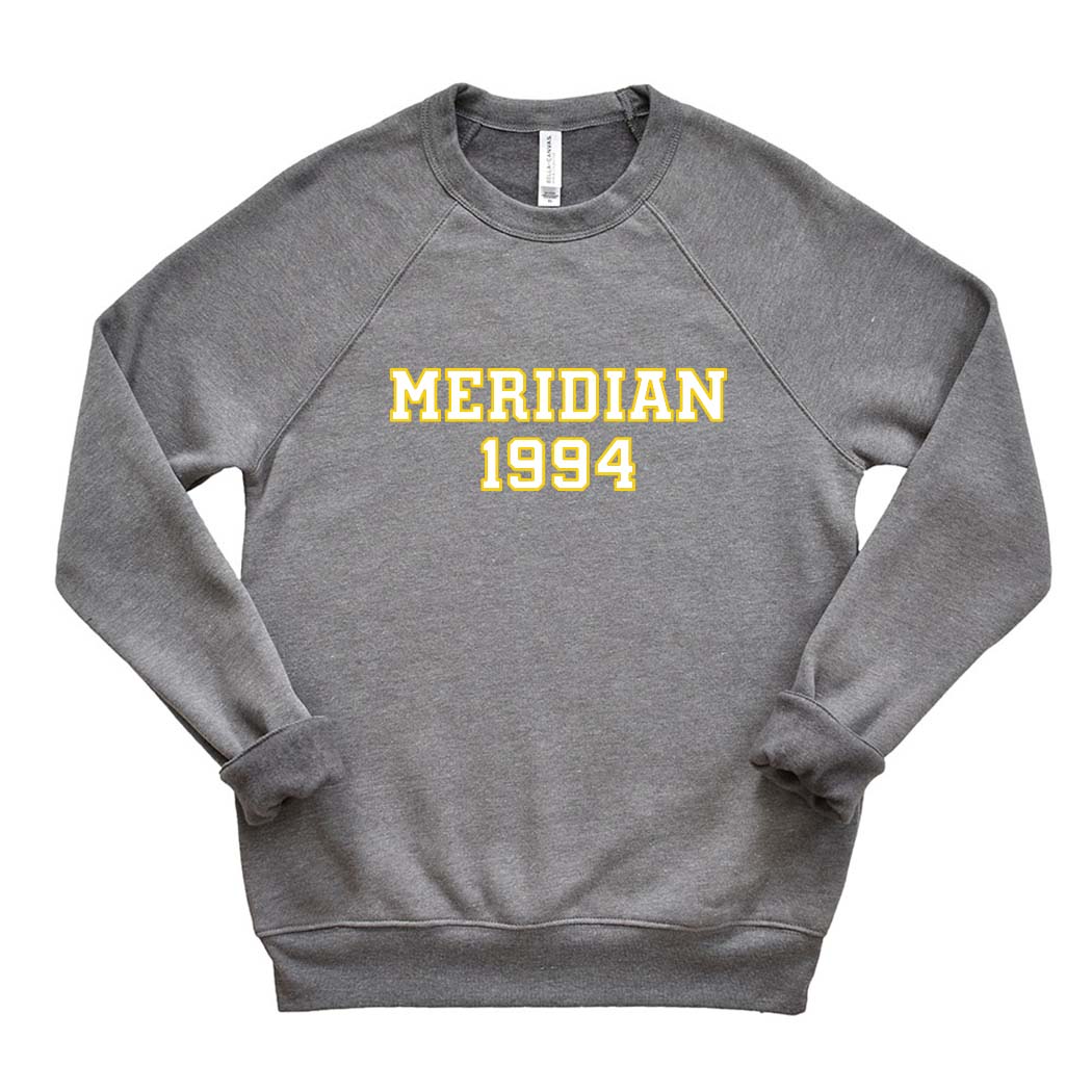 Meridian 1994 Block Letter ~ Sponge Fleece Raglan Sweatshirt ~ Meridian School