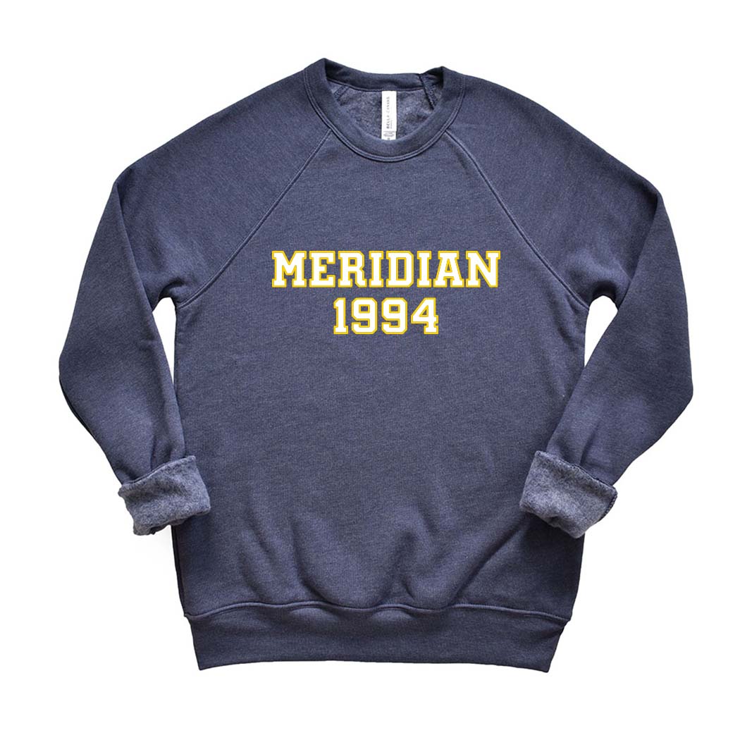 Meridian 1994 Block Letter ~ Sponge Fleece Raglan Sweatshirt ~ Meridian School