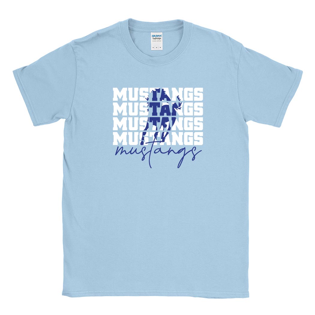 Mustangs Repeater ~ Cotton T-Shirt ~ Meridian School