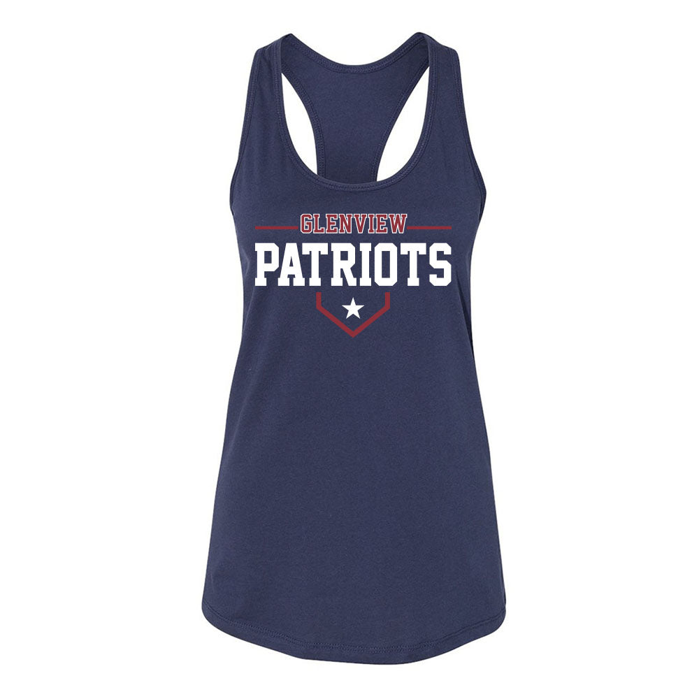 Glenview Patriots 13U White Pigeon Forge ~ Women's Jersey Racerback Tank ~ Glenview Patriots