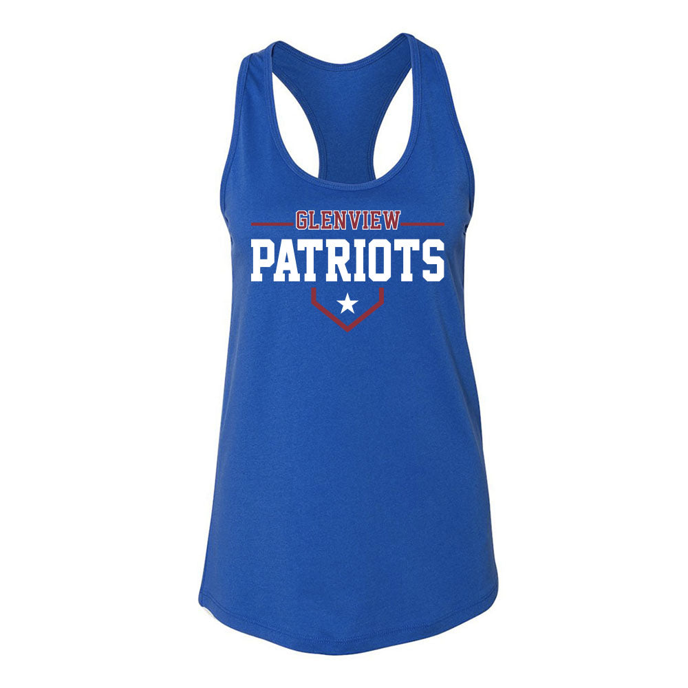 Glenview Patriots 13U White Pigeon Forge ~ Women's Jersey Racerback Tank ~ Glenview Patriots