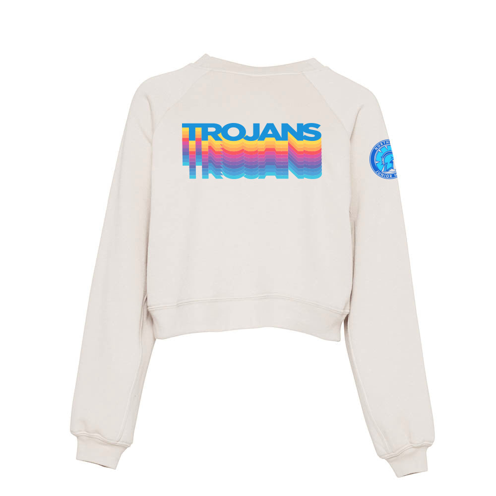 Prismatic Trojans ~ Raglan Crewneck Fleece ~ Northbrook Junior High