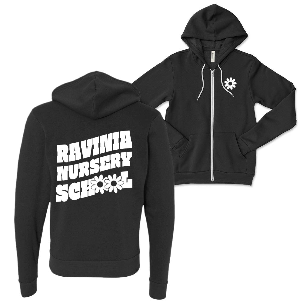 Groovy Text with Flowers ~ Zip Hoodie ~ Ravinia Nursery School