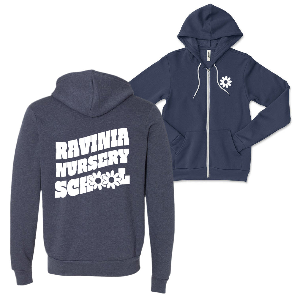 Groovy Text with Flowers ~ Zip Hoodie ~ Ravinia Nursery School