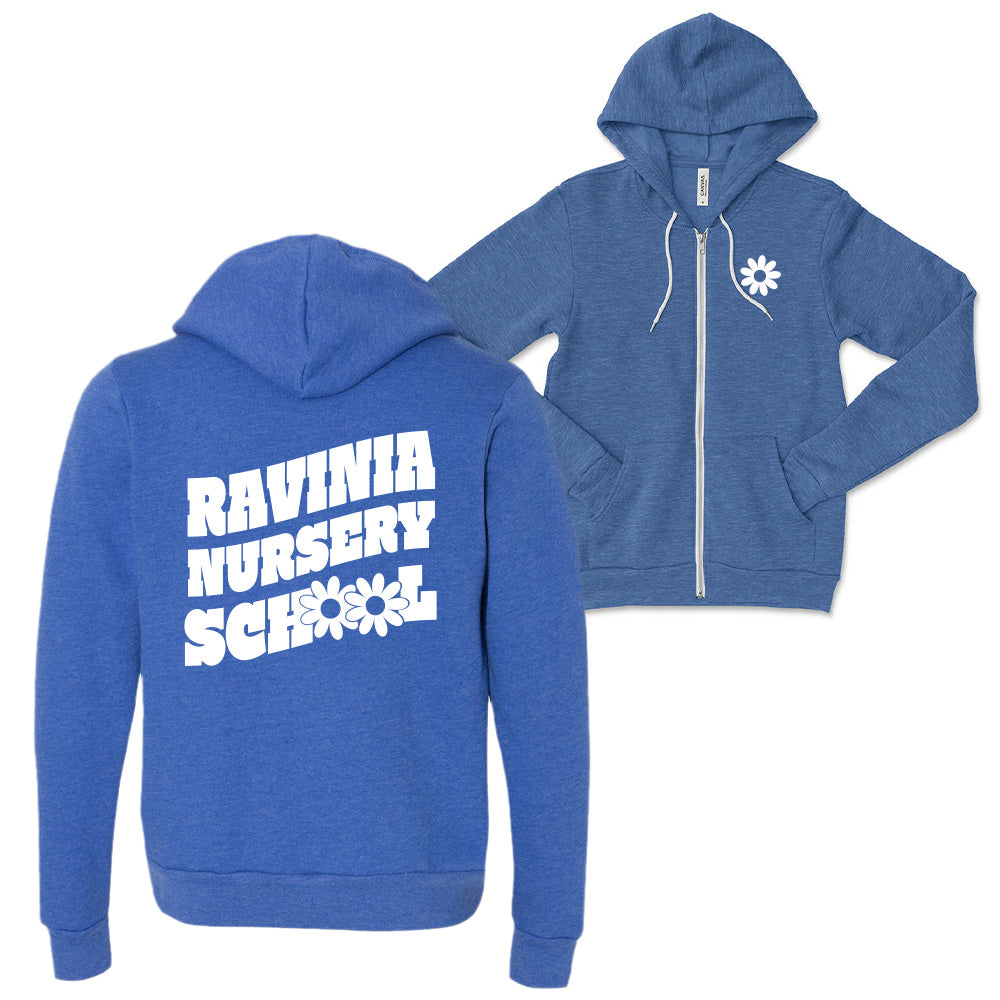 Groovy Text with Flowers ~ Zip Hoodie ~ Ravinia Nursery School