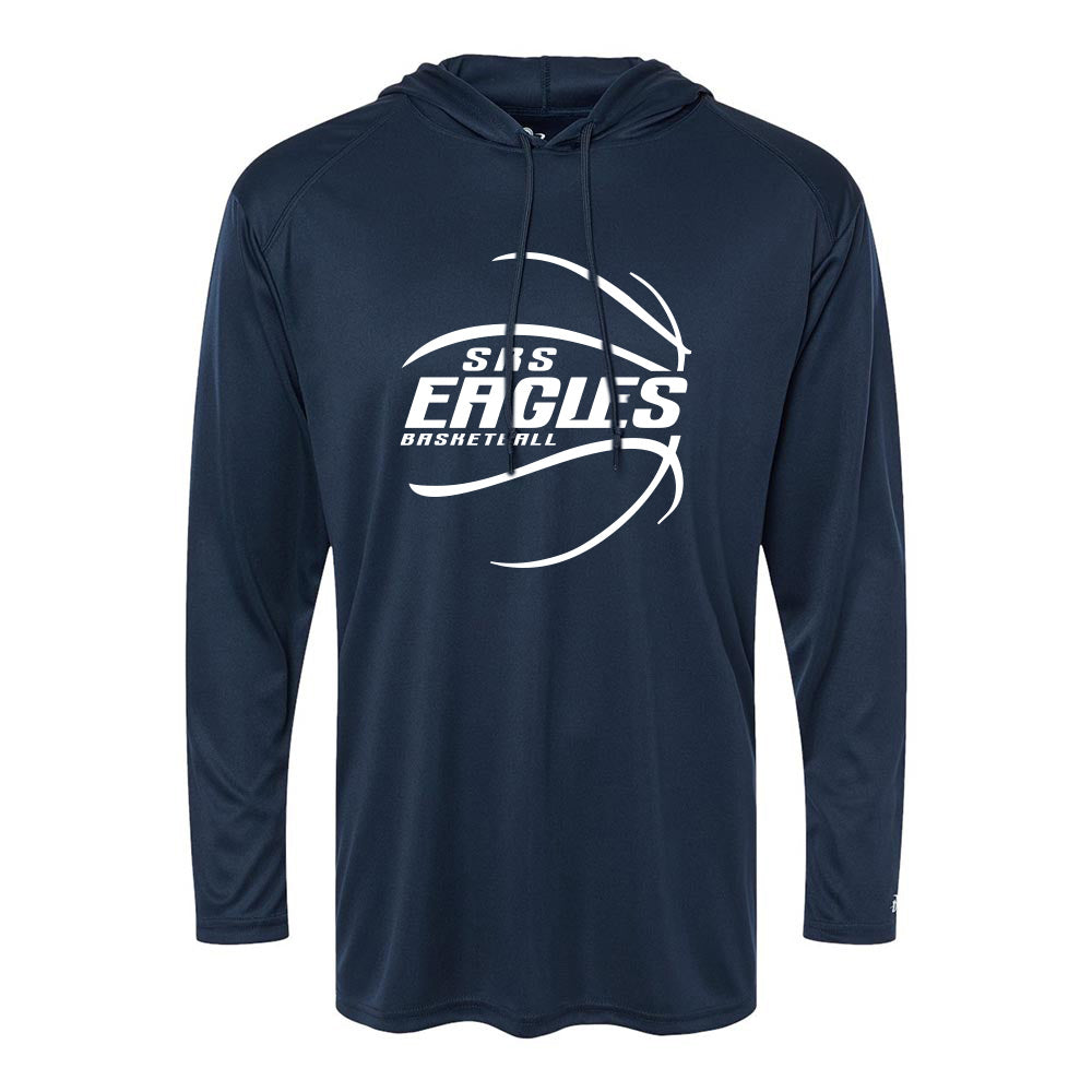 Srs Eagles Basketball ~ Long Sleeve Hooded Performance T-Shirt ~ Sunset Ridge School