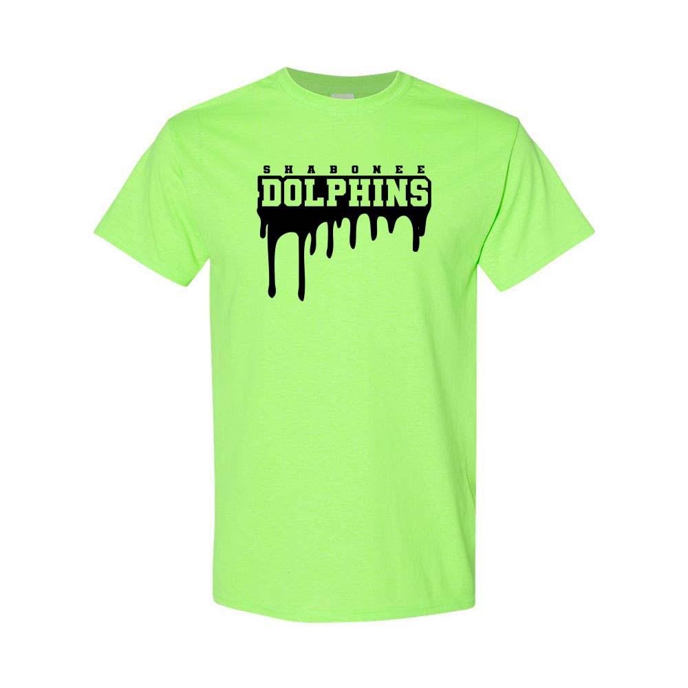 Dolphins Drip ~ Cotton T-Shirt ~ Shabonee Elementary School