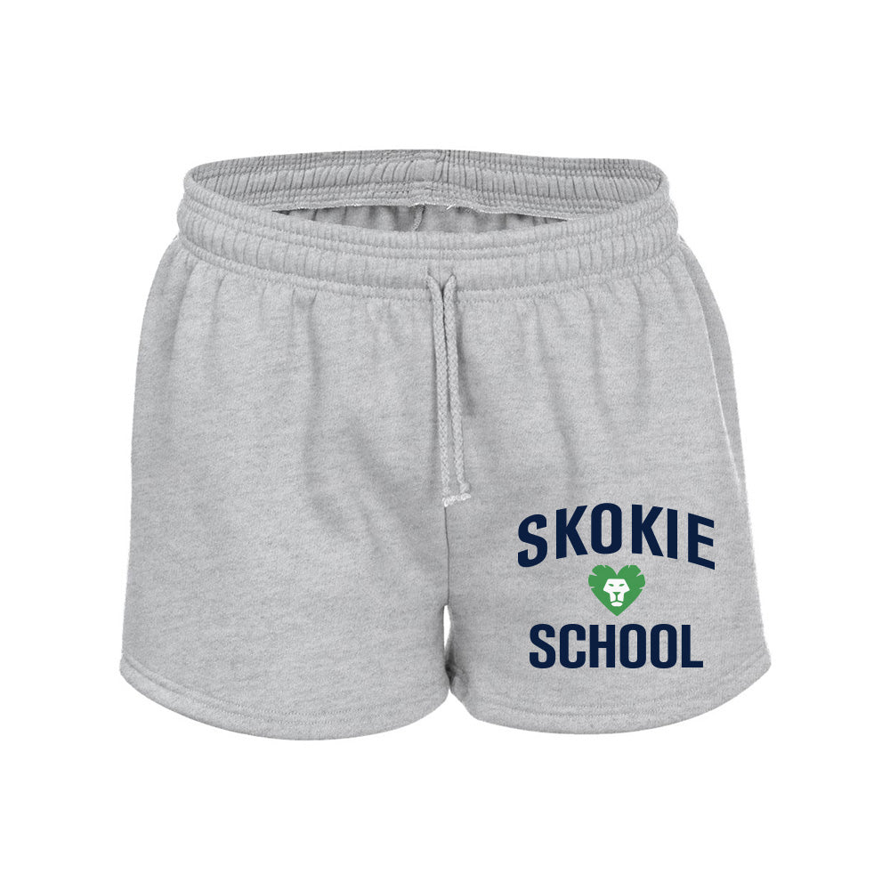 Skokie Lion Heart ~ Women's Athletic Fleece Shorts ~ Skokie School