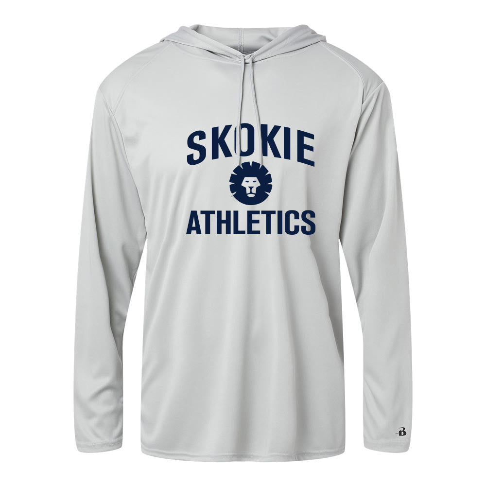 Skokie Athletics ~ Performance Long Sleeve Hooded T-Shirt ~ Skokie School