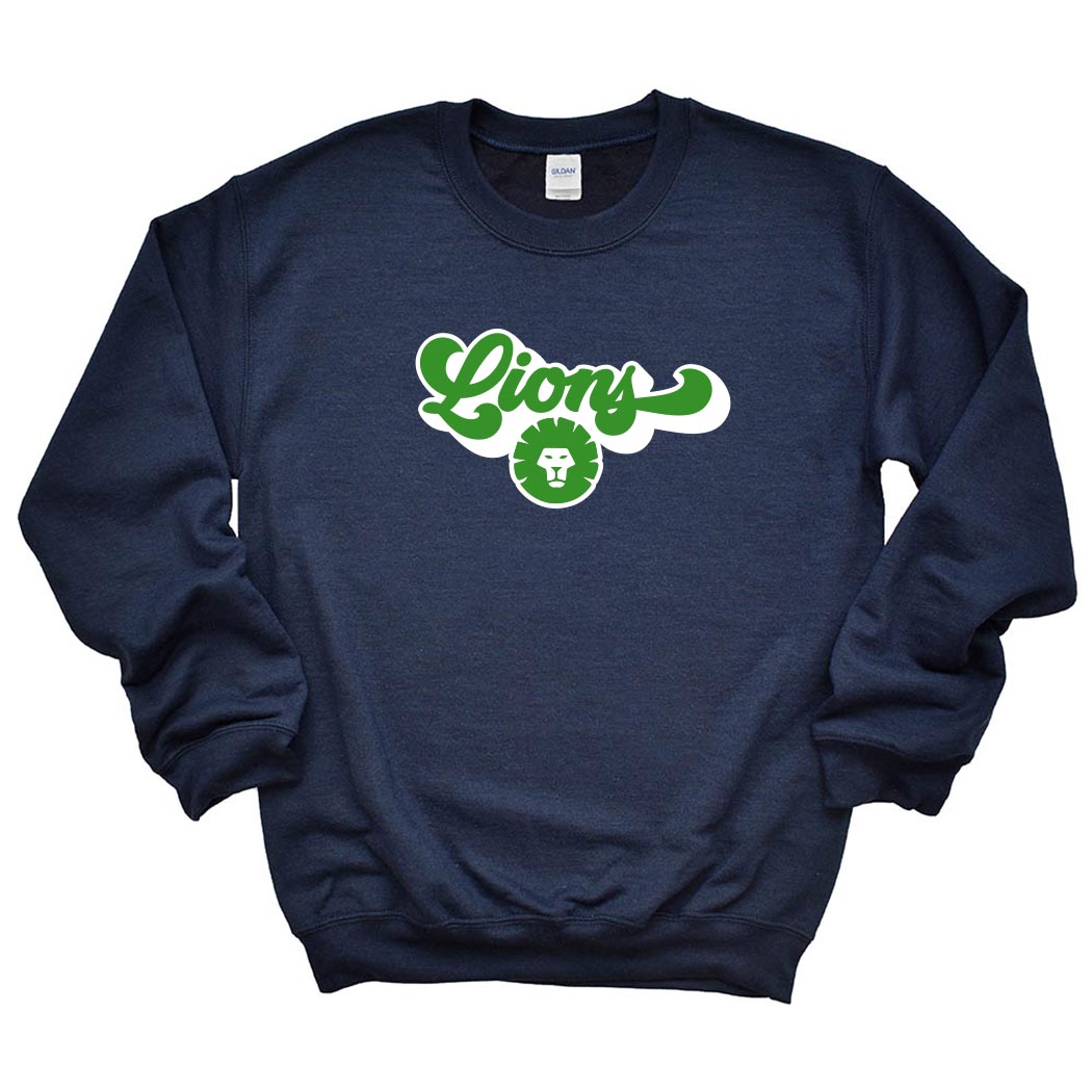 Retro Script Lions ~ Crewneck Sweatshirt ~ Skokie School