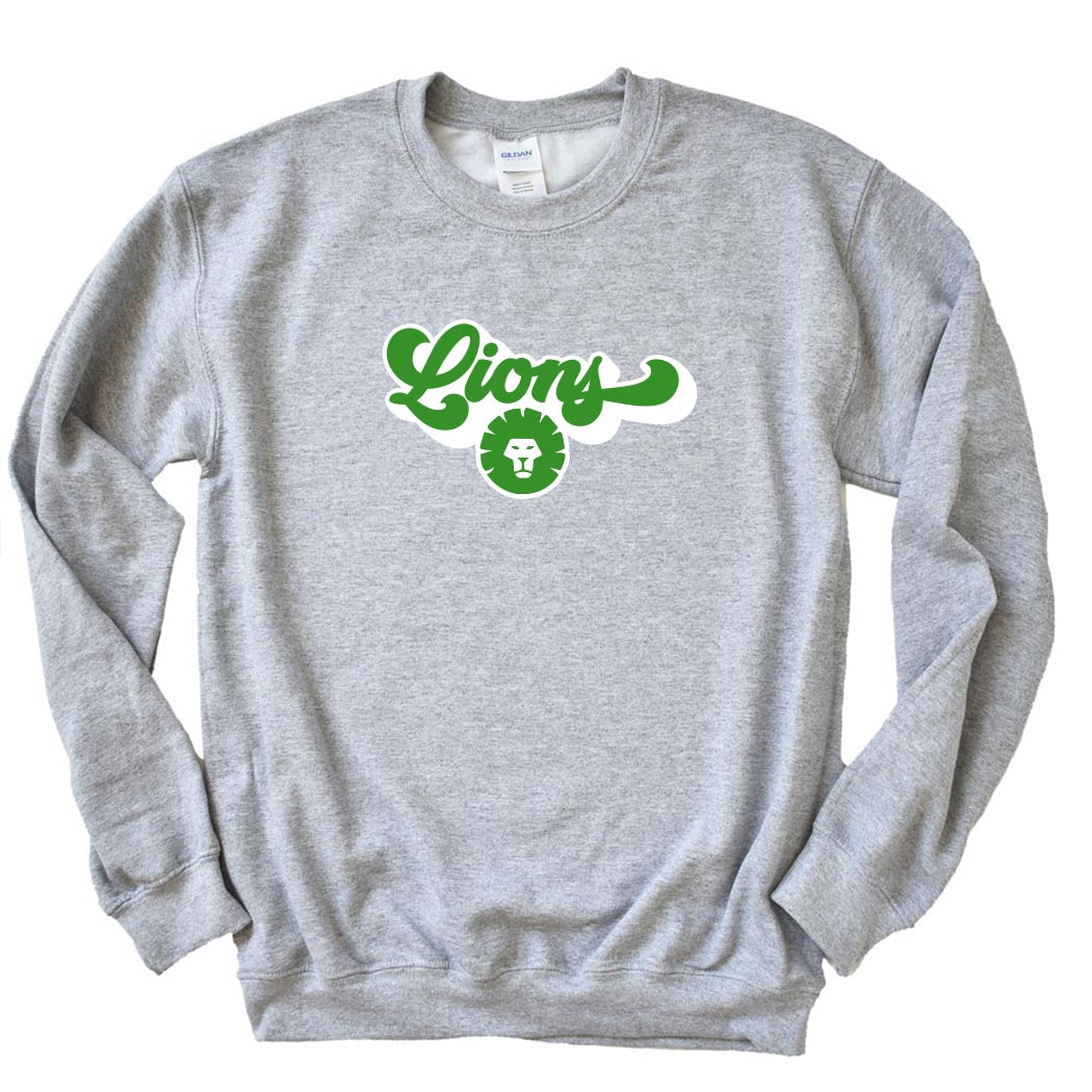Retro Script Lions ~ Crewneck Sweatshirt ~ Skokie School