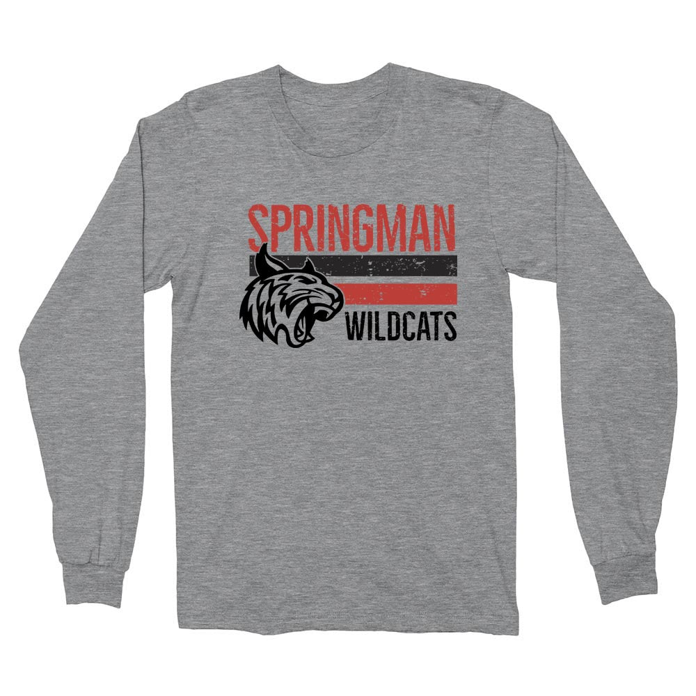 Mascot Stripes ~ Cotton Long Sleeve T-Shirt ~ Springman Middle School