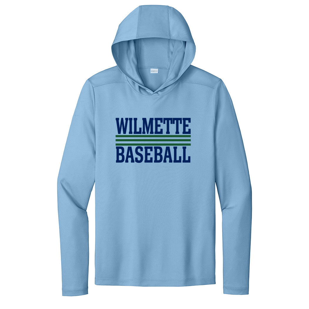 Stripes ~ Hooded Long Sleeve Performance T-Shirt ~ Wilmette Baseball Association