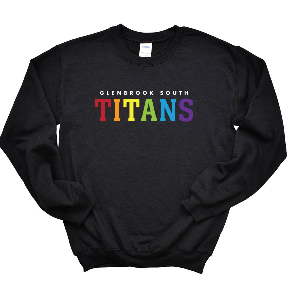 Varsity Titans Rainbow ~ Crewneck Sweatshirt ~ Glenbrook South High School Booster Club
