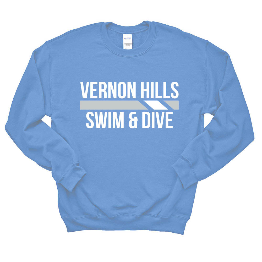 Racing Stripes ~ Crewneck Sweatshirt ~ Vernon Hills High School Swim & Dive