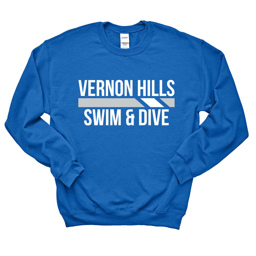 Racing Stripes ~ Crewneck Sweatshirt ~ Vernon Hills High School Swim & Dive