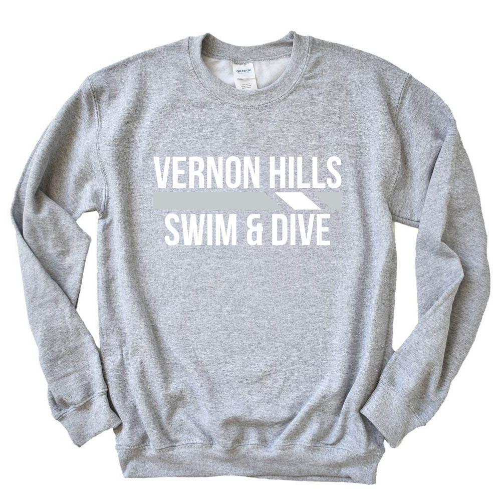 Racing Stripes ~ Crewneck Sweatshirt ~ Vernon Hills High School Swim & Dive