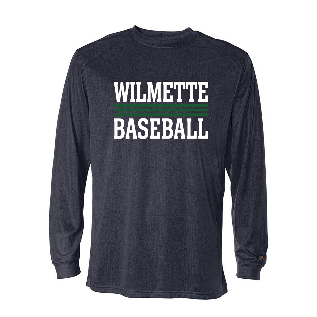 Stripes ~ Long Sleeve Performance T-Shirt ~ Wilmette Baseball
