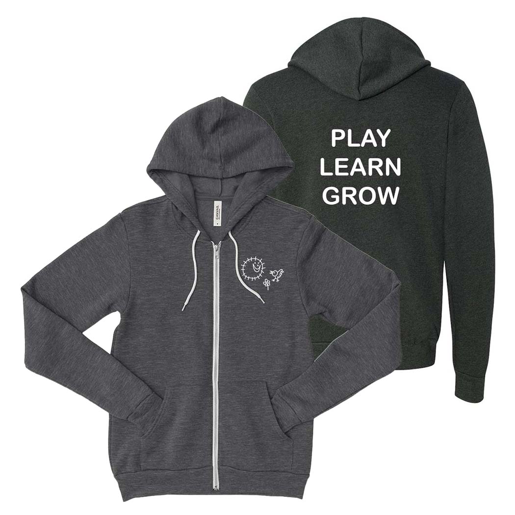 Play Learn Grow ~ Zip Hoodie ~ Wilmette Community Nursery School