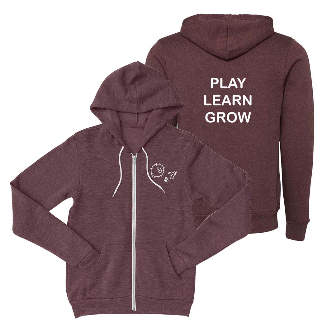 Play Learn Grow ~ Zip Hoodie ~ Wilmette Community Nursery School