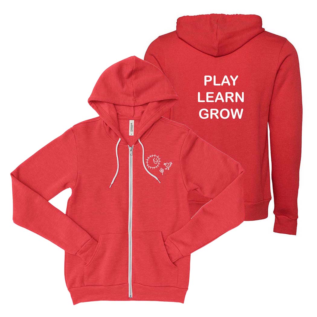 Play Learn Grow ~ Zip Hoodie ~ Wilmette Community Nursery School