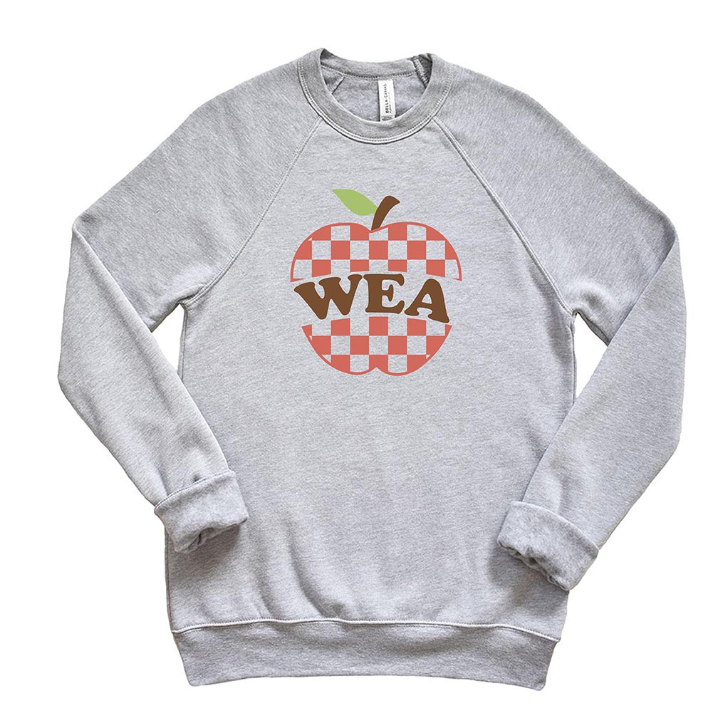 Checkered Apple ~ Raglan Crewneck Sweatshirt ~ Wilmette Education Association