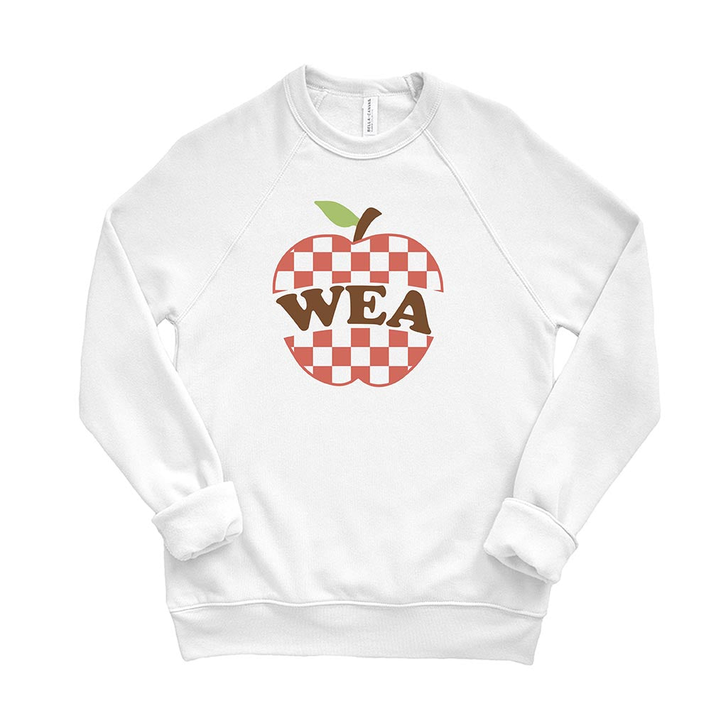 Checkered Apple ~ Raglan Crewneck Sweatshirt ~ Wilmette Education Association
