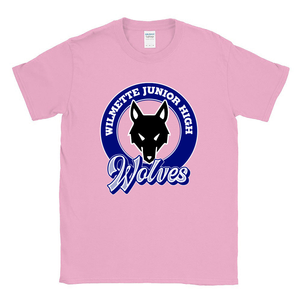 Wolves Mascot Badge ~ Cotton T-Shirt ~ Wilmette Junior High School