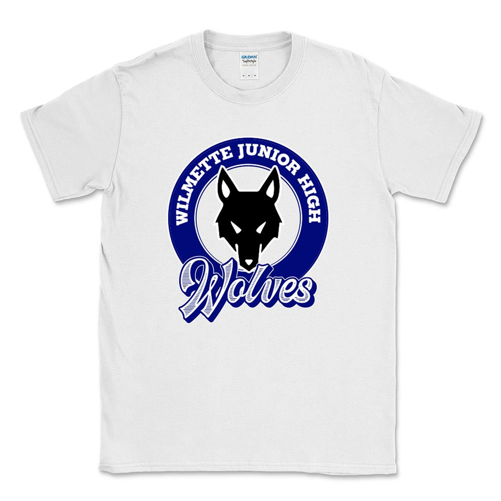 Wolves Mascot Badge ~ Cotton T-Shirt ~ Wilmette Junior High School