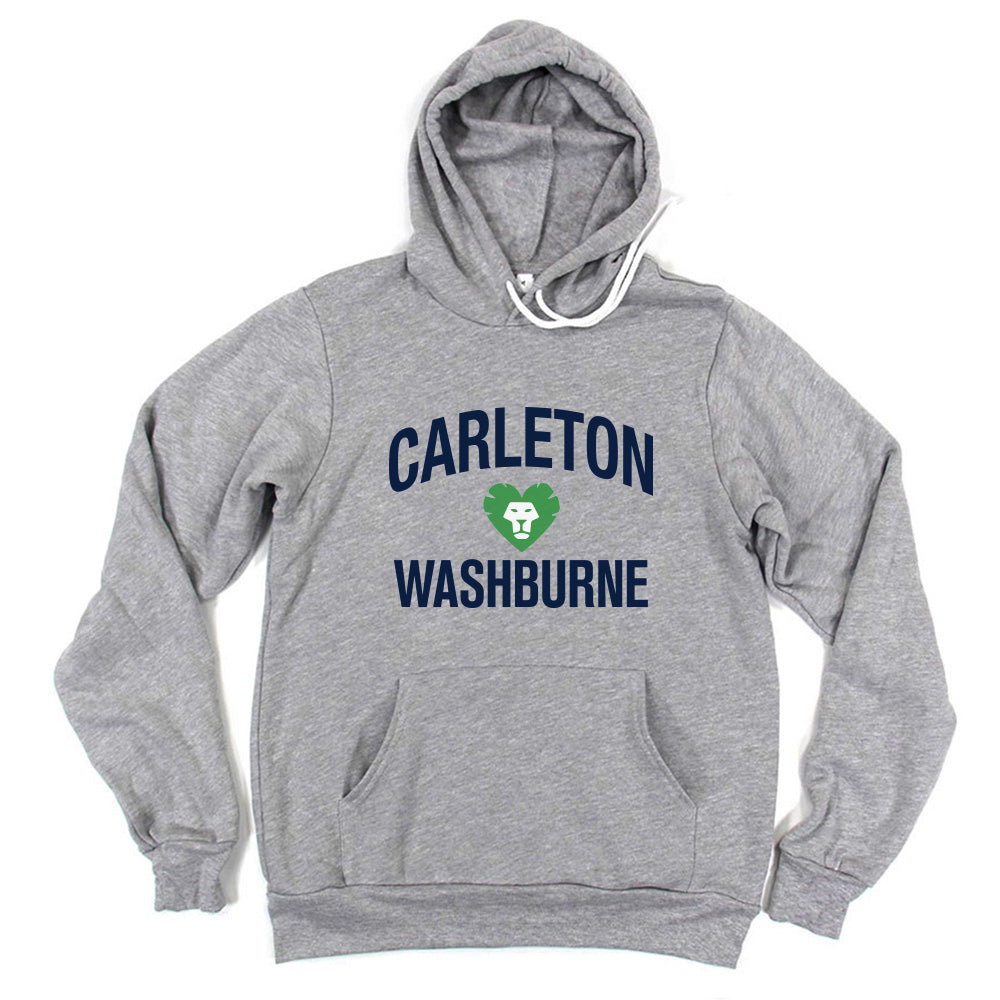Washburne Lion Heart ~ Sponge Fleece Hoodie ~ Washburne School