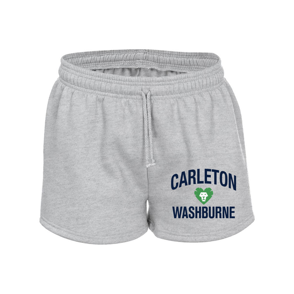 Washburne Lion Heart ~ Women's Athletic Fleece Shorts ~ Washburne School