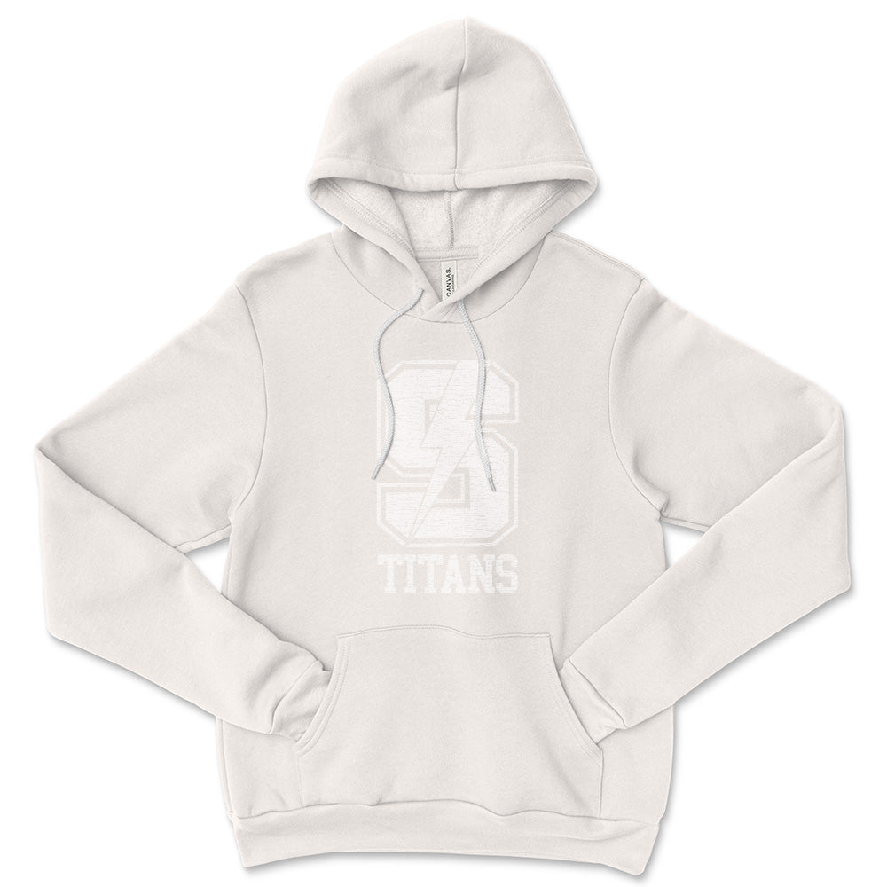 White on White S Bolt ~ Sponge Fleece Hoodie ~ Glenbrook South High School High School Booster Club-vintage white