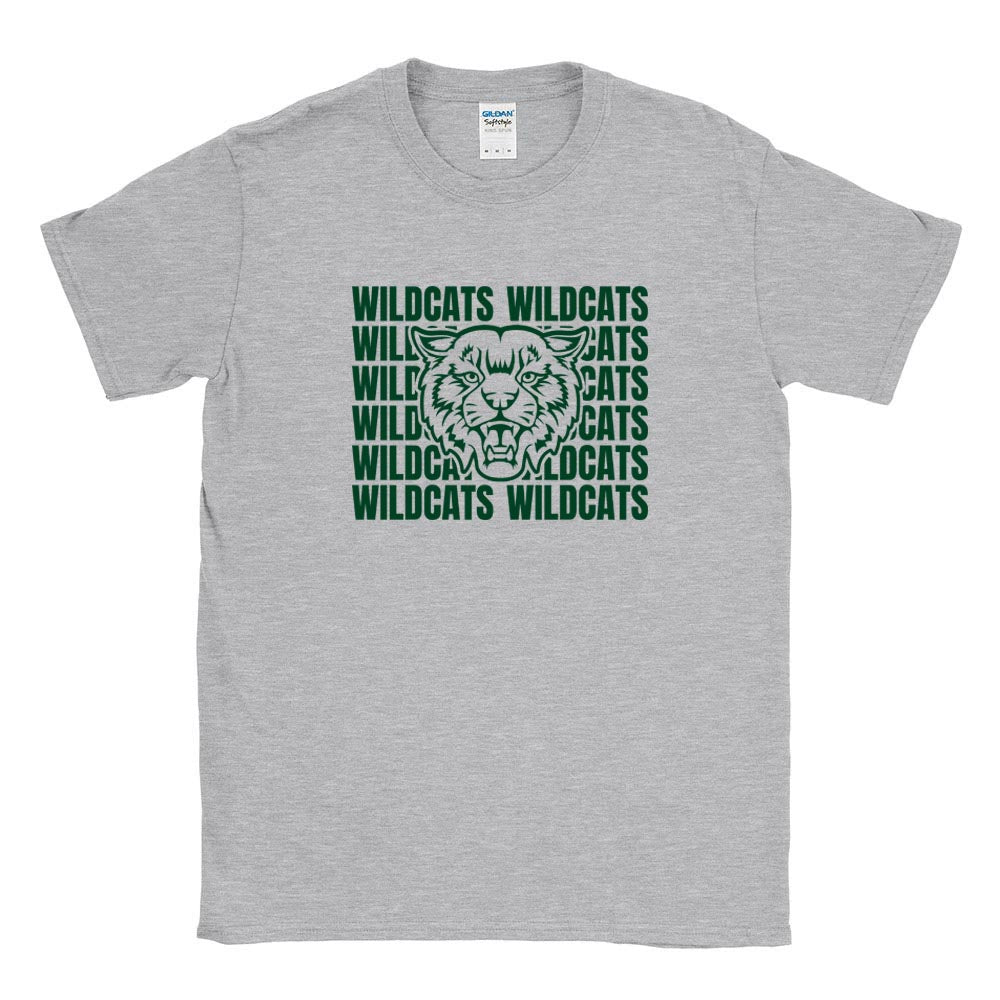 Wildcats Mascot Repeater ~ Cotton T-Shirt ~ Wood Oaks Junior High