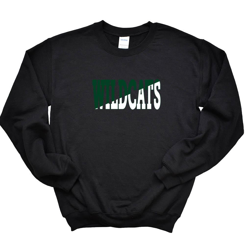 Split Wildcats ~ Crewneck Sweatshirt ~ Wood Oaks Junior High