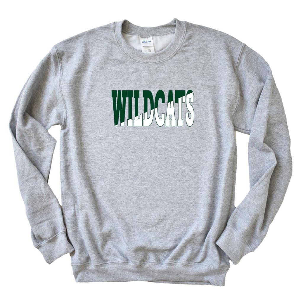 Split Wildcats ~ Crewneck Sweatshirt ~ Wood Oaks Junior High
