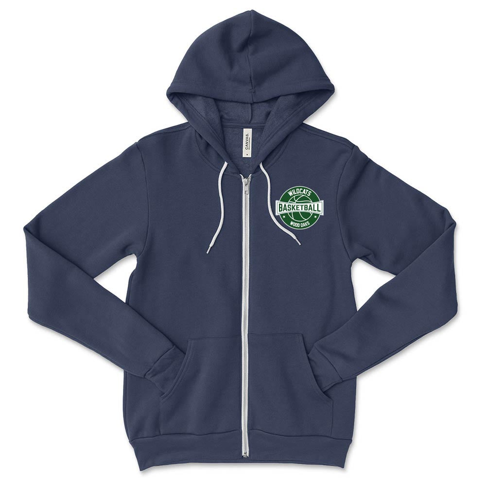 BASKETBALL ZIP HOODIE ~ WOOD OAKS ATHLETICS ~ youth & adult ~ classic unisex fit