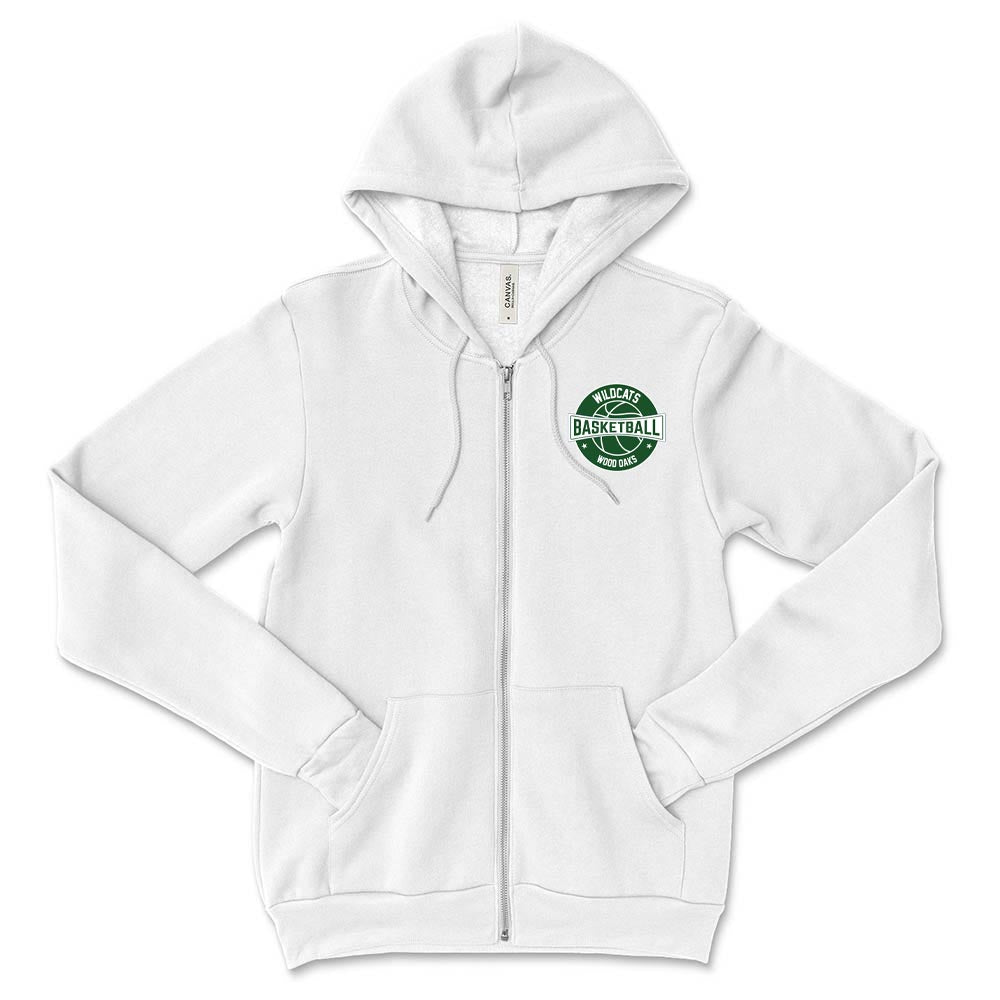 BASKETBALL ZIP HOODIE ~ WOOD OAKS ATHLETICS ~ youth & adult ~ classic unisex fit