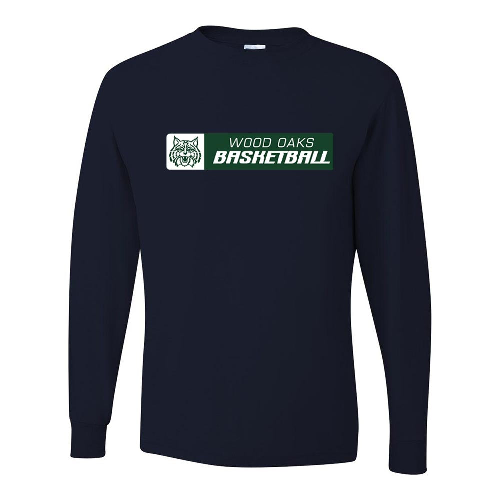 Basketball Horizontal ~ Long Sleeve 50/50 T-Shirt ~ Wood Oaks Athletics