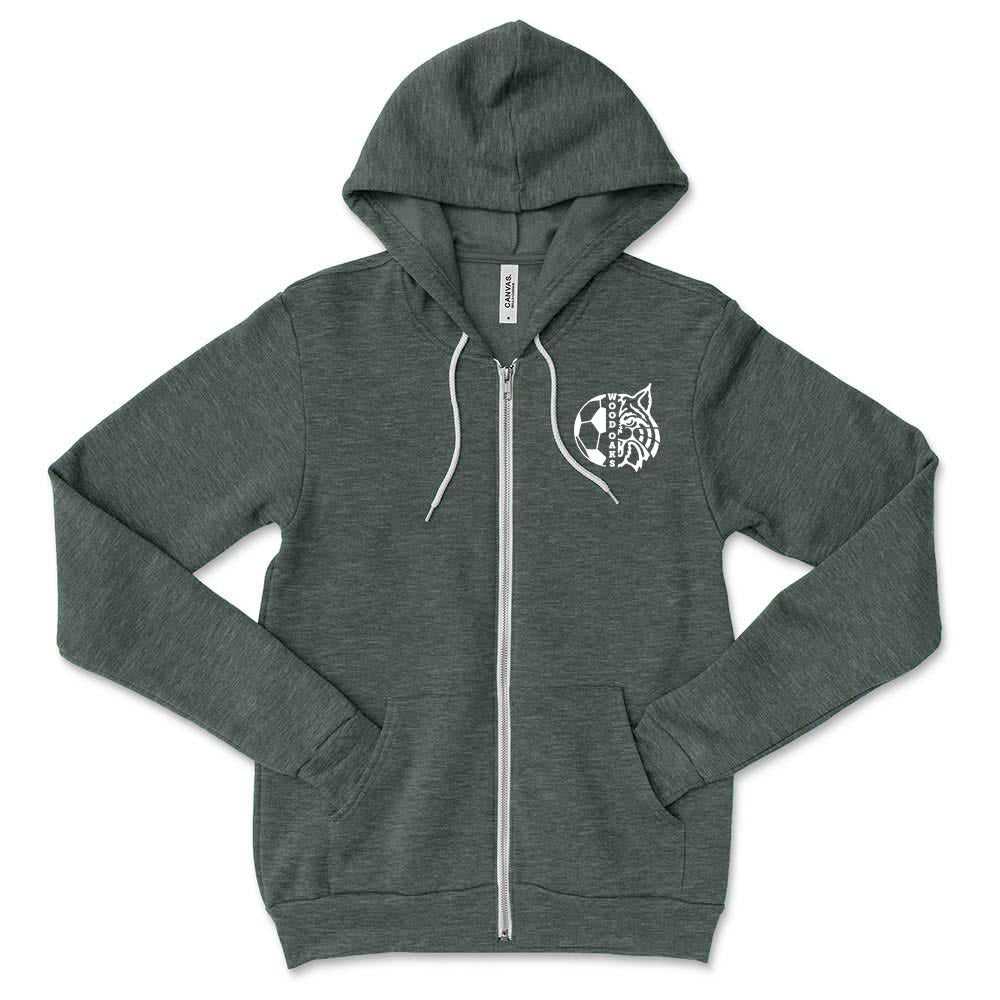 SOCCER ZIP HOODIE ~ WOOD OAKS ATHLETICS ~ youth & adult ~ classic unisex fit
