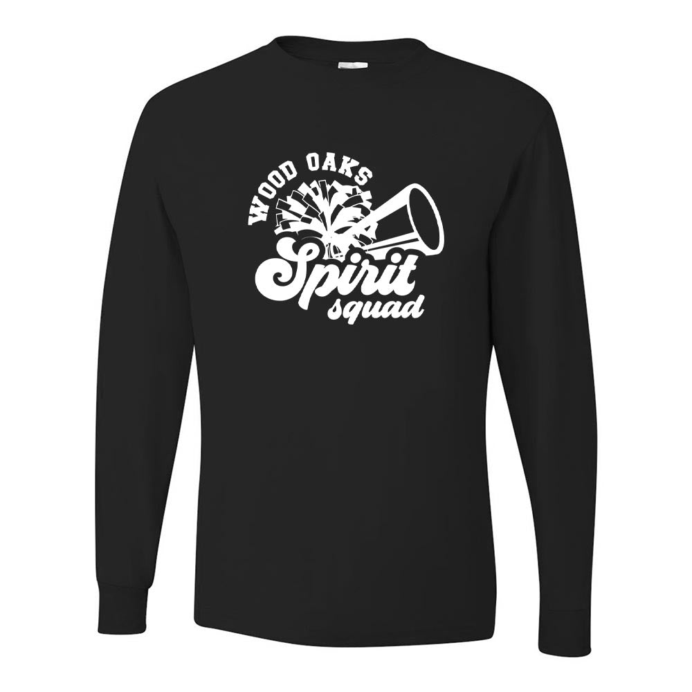 Spirit Squad Script ~ Long Sleeve 50/50 T-Shirt ~ Wood Oaks Athletics