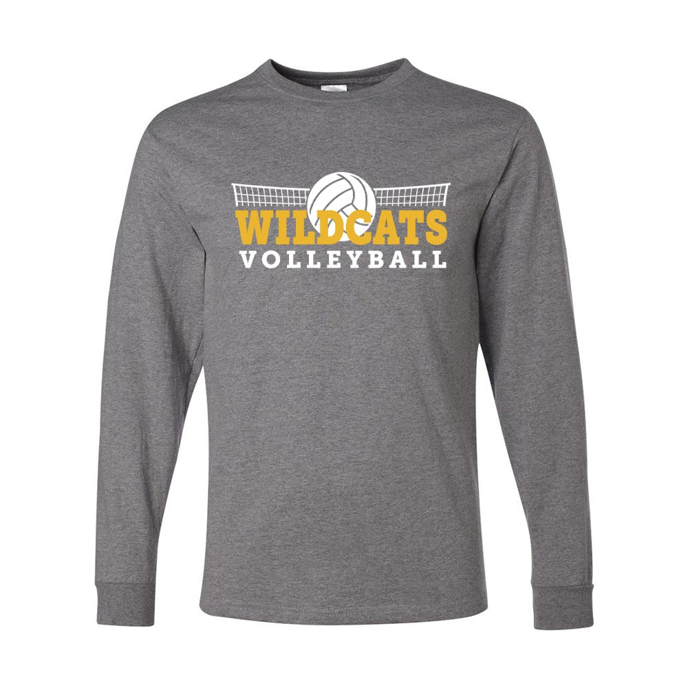 Wildcats Volleyball Net ~ Long Sleeve 50/50 T-Shirt ~ Wood Oaks Athletics