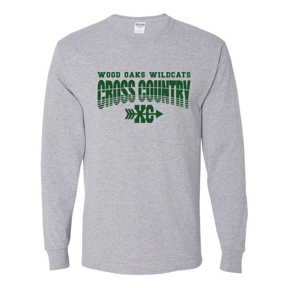Cross Country Stripes ~ 50/50 Long Sleeve T-Shirt ~ Wood Oaks Athletics-athletic heather