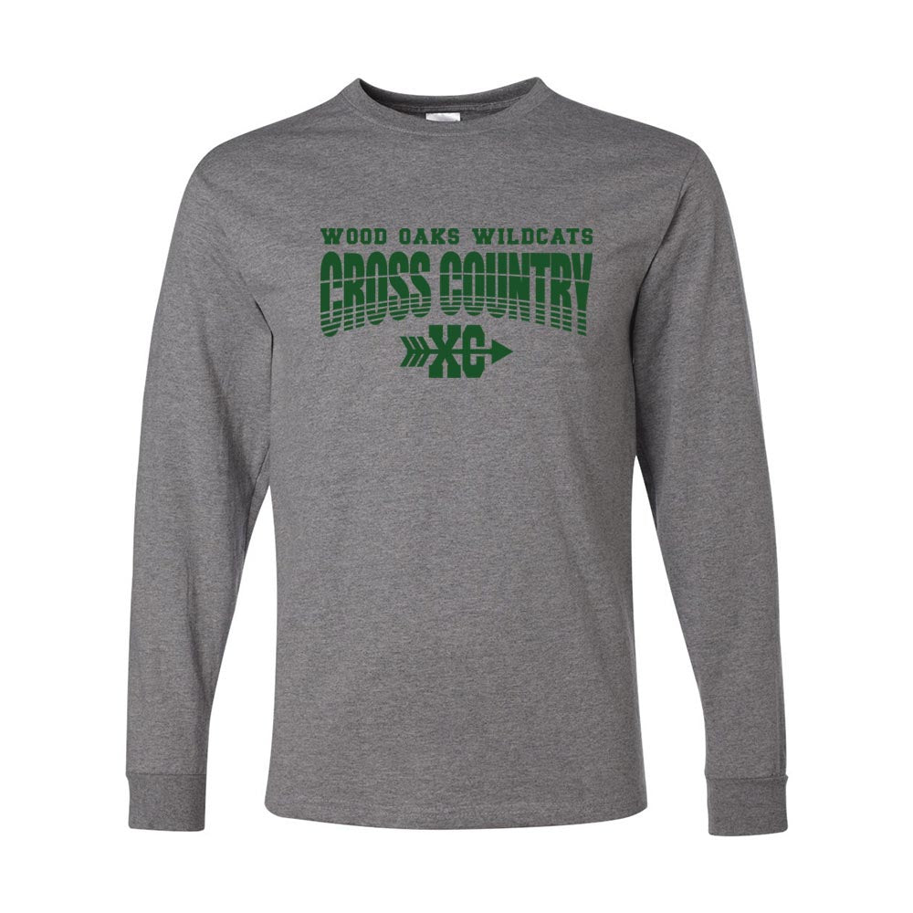 Cross Country Stripes ~ 50/50 Long Sleeve T-Shirt ~ Wood Oaks Athletics-oxford