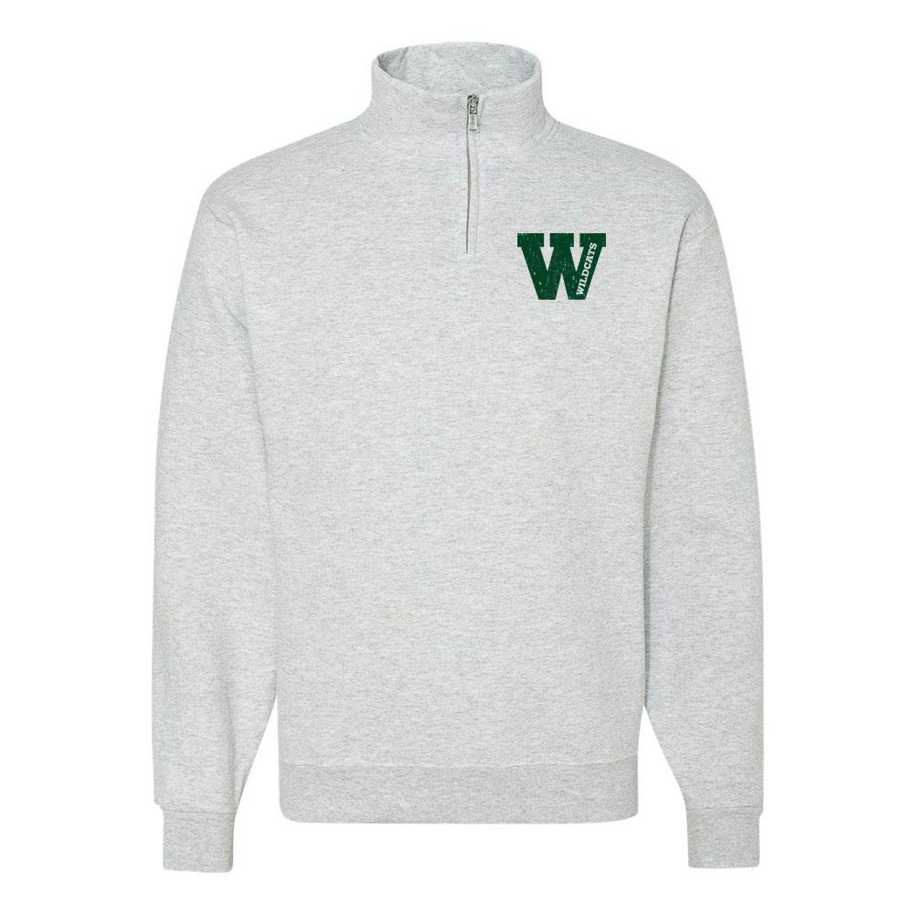 Wildcats W ~ Quarter Zip Sweatshirt ~ Wood Oaks Junior High